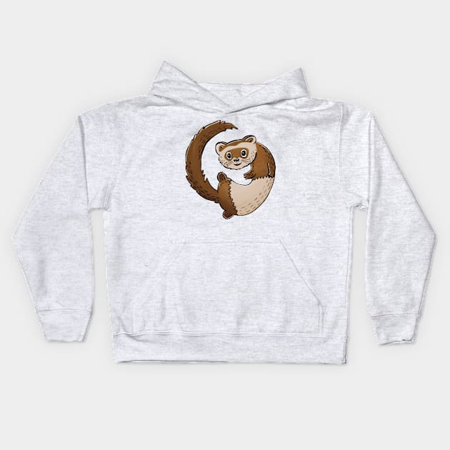 Cute Chocolate Ferret Illustration Kids Hoodie by SubtleSplit